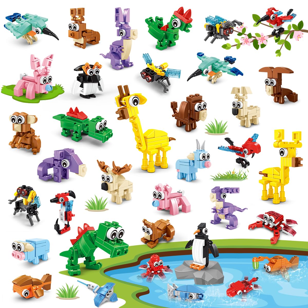 INSOON animal party favors front packaging with vibrant blocks for party gifts
