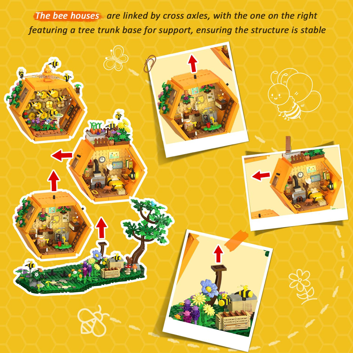 INSOON Bee Farm House honey workshop detail for learning beekeeping processes in a hobby kit.