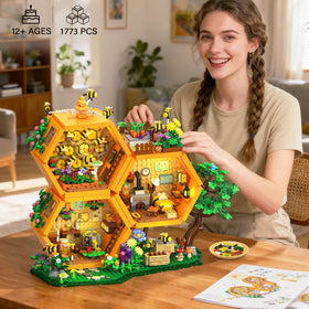 INSOON Bee Farm House with lighting illuminated rooms showcase architectural precision and cozy display.