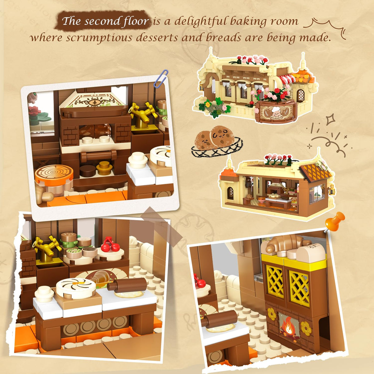 INSOON City Bakery Café set 1289-piece construction for engaging, focused building sessions.