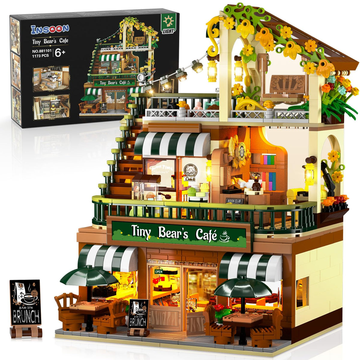 INSOON City Coffee House building set interior with bar counter for role-play