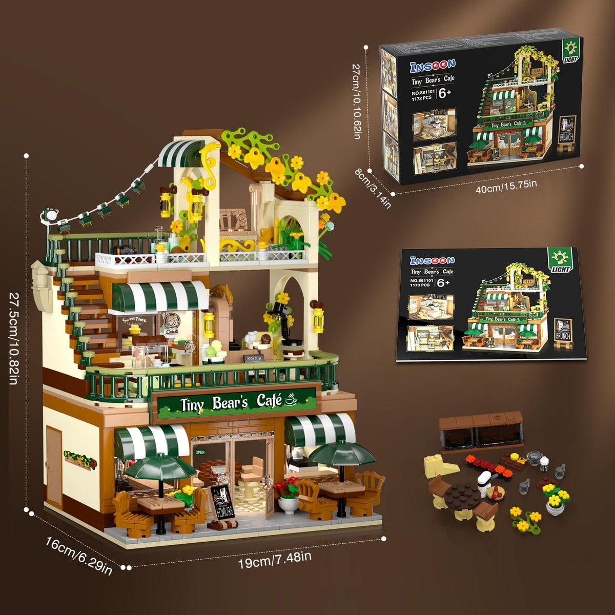 INSOON City Coffee House building set premium ABS bricks with smooth surfaces for easy assembly