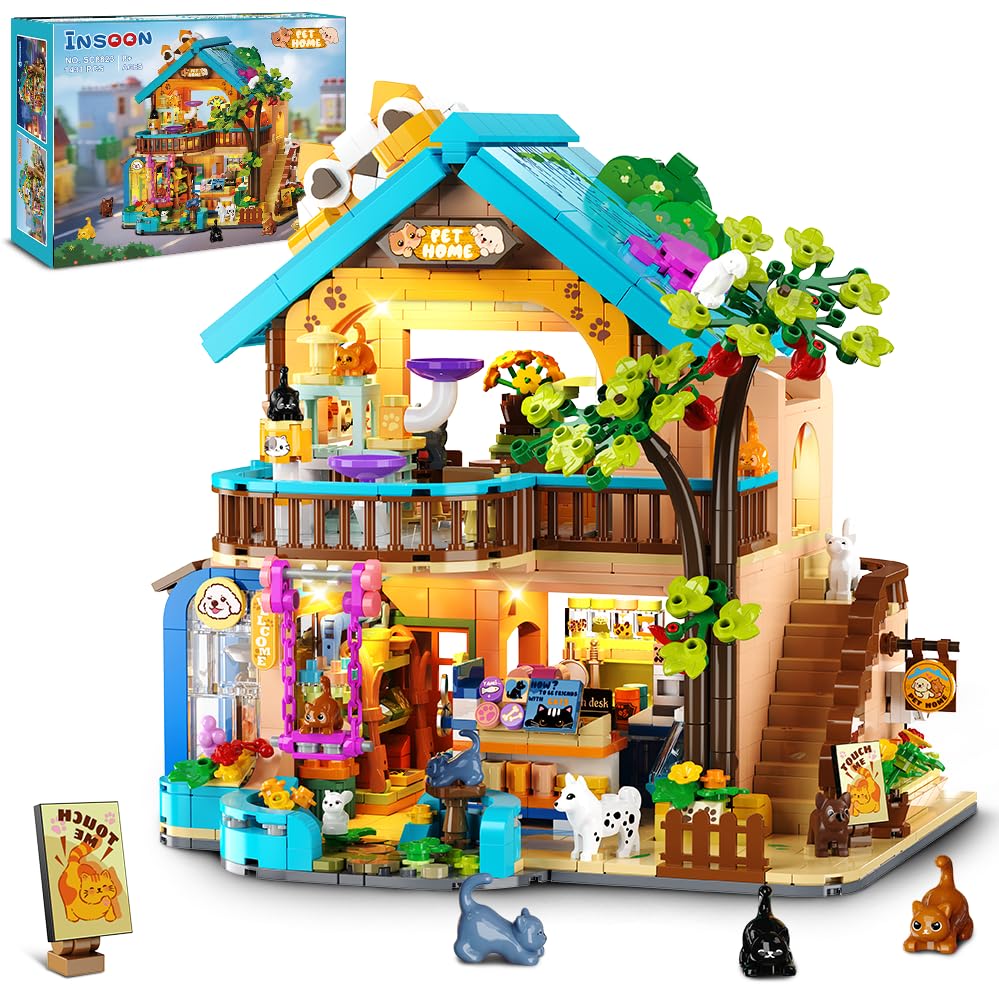INSOON City Pet Shop front view with lights for a cozy display and ambiance