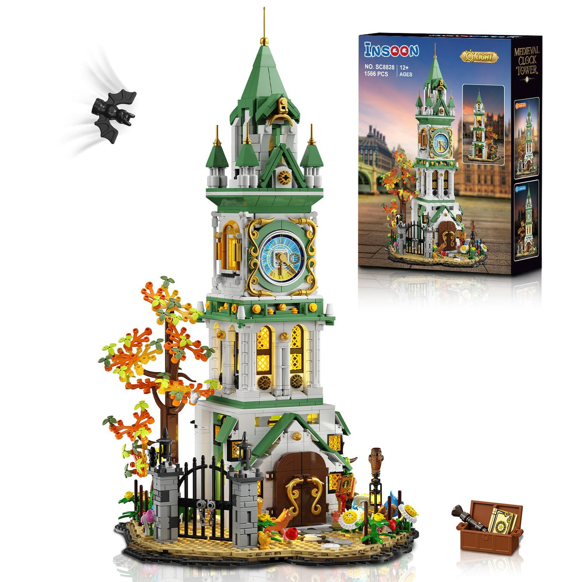 INSOON Magic Clock Tower with glowing LEDs enhances cozy home decor
