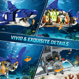 INSOON shark mechanical body side shows gear-driven movement.