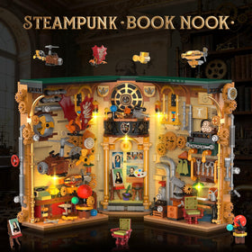 INSOON Steampunk Book Nook airship diorama highlights intricate details on display