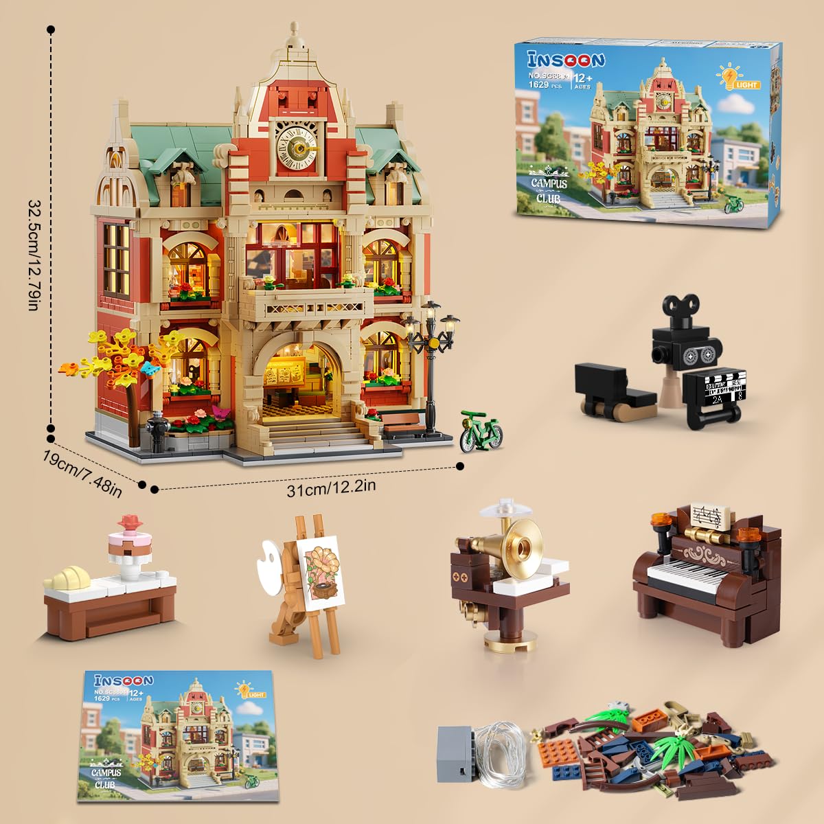 INSOON University Club House premium ABS bricks with smooth edges for a satisfying build