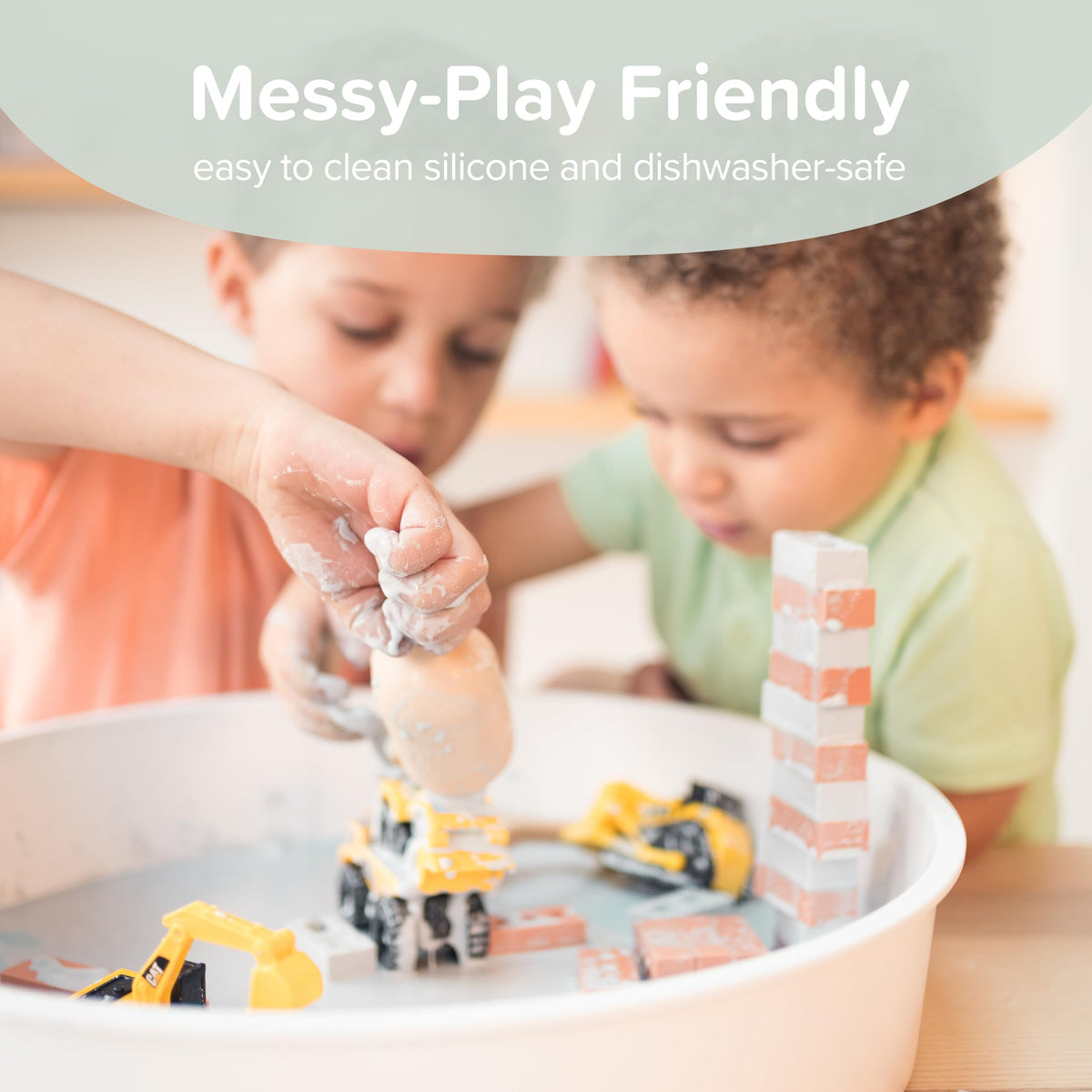 Inspire My Play dishwasher-safe bricks for quick cleanup after play