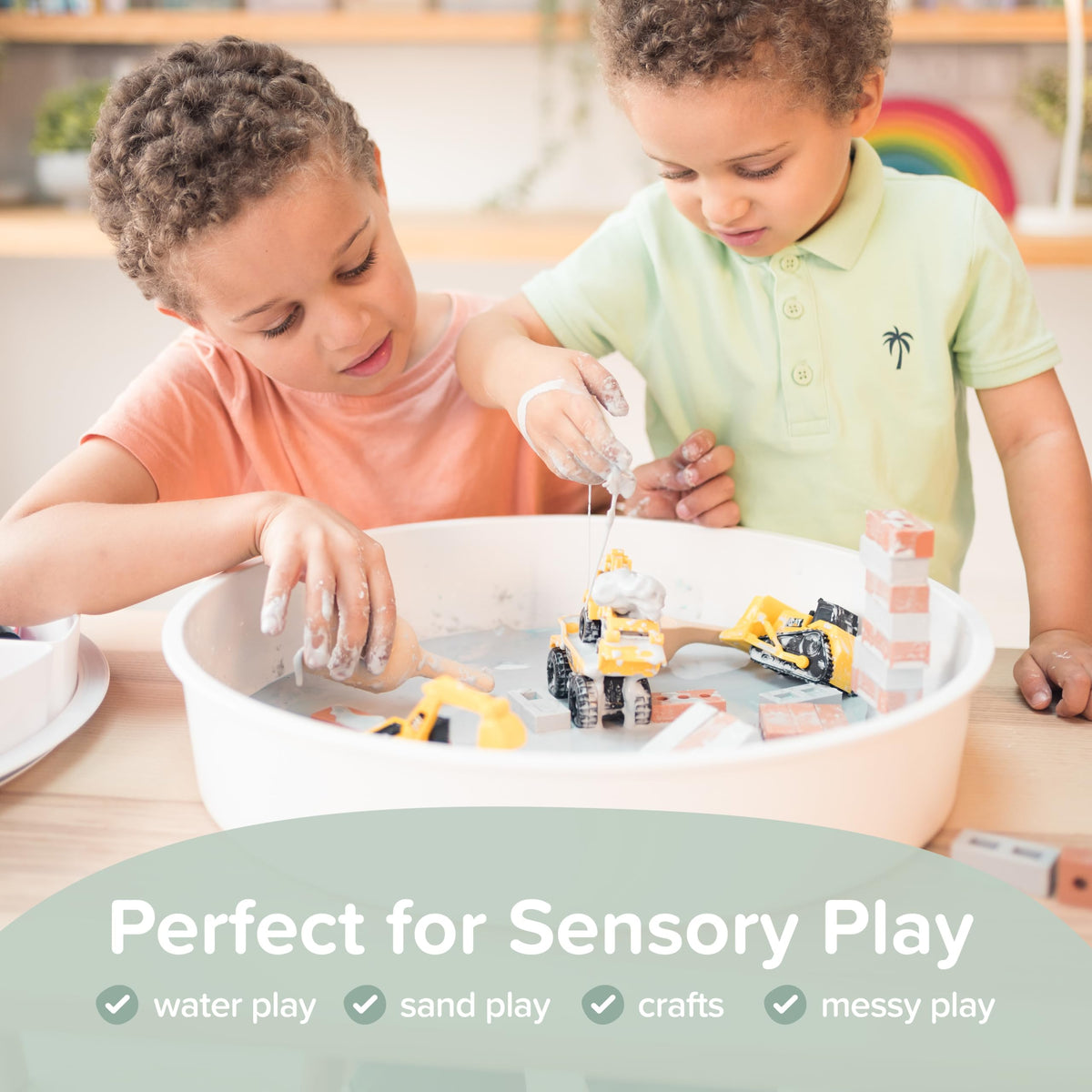 Inspire My Play non-slip feet stabilize the tray during play.