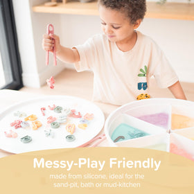 Inspire My Play washable silicone letters for mess-free sensory play and easy cleanup.