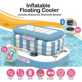 Inspired Living floating cooler with IPX7 speaker for poolside playlists