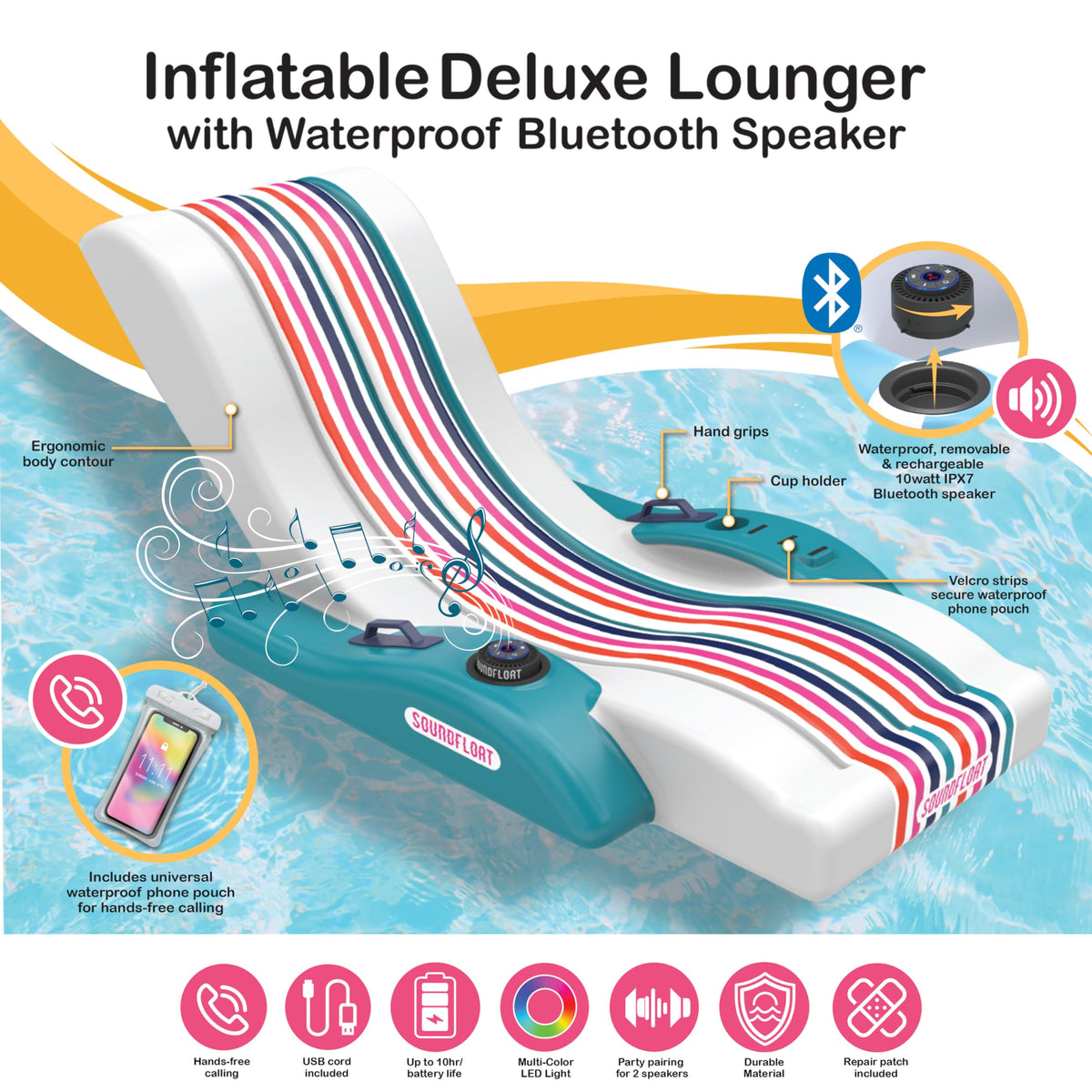 Inspired Living pool lounger backrest detail for sunbathing comfort