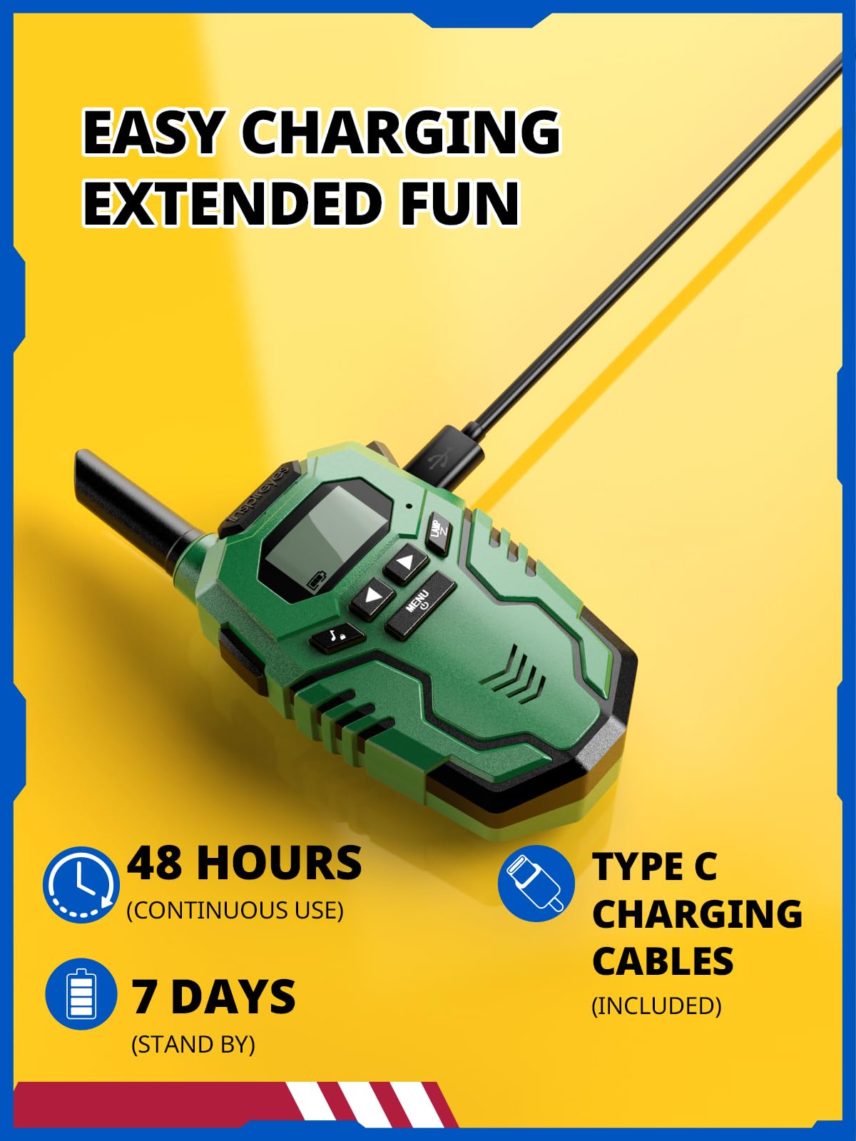 Inspireyes long-range kid walkie talkie enables clear chat up to three miles outdoors