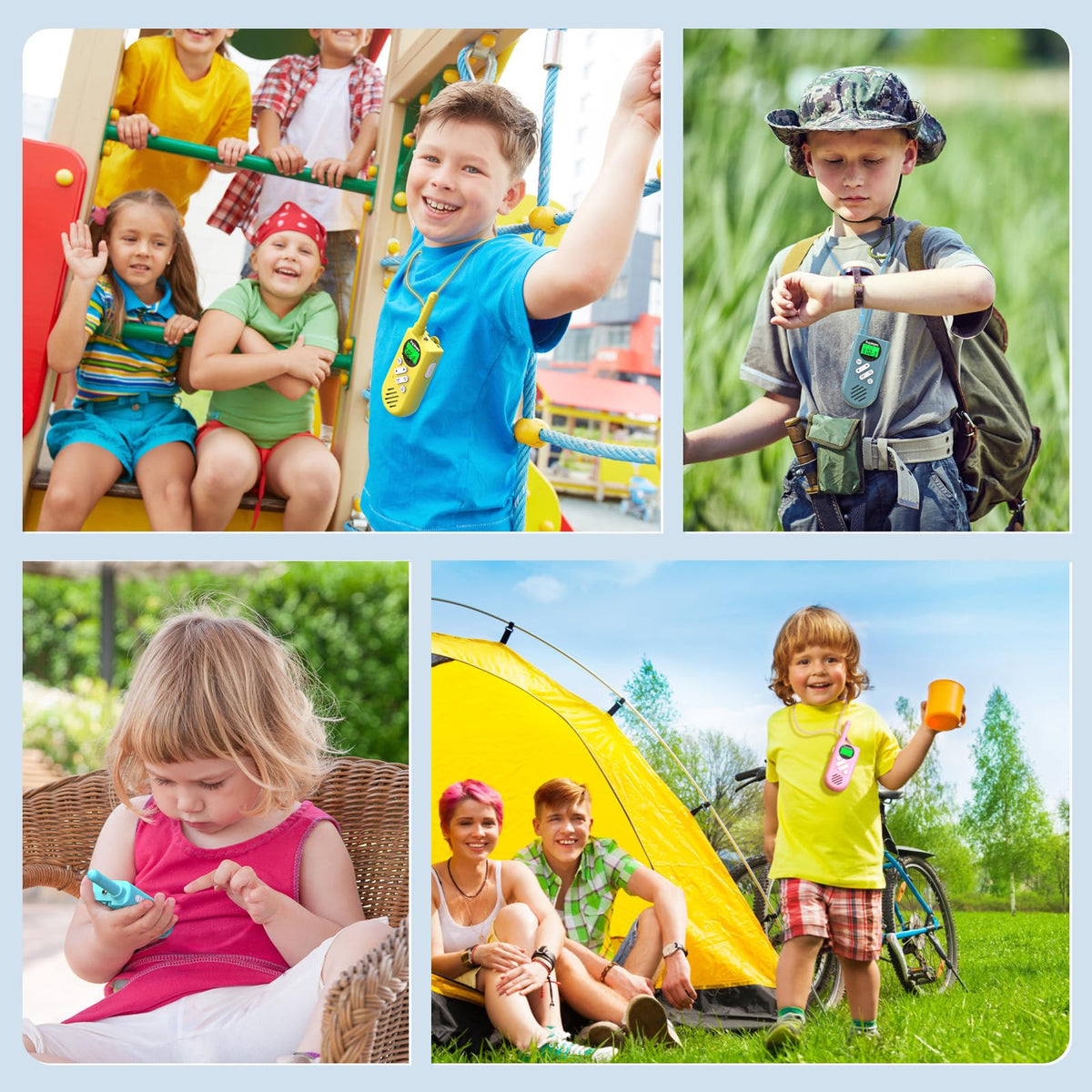 Inspireyes compact handheld walkie talkies fit small hands well.
