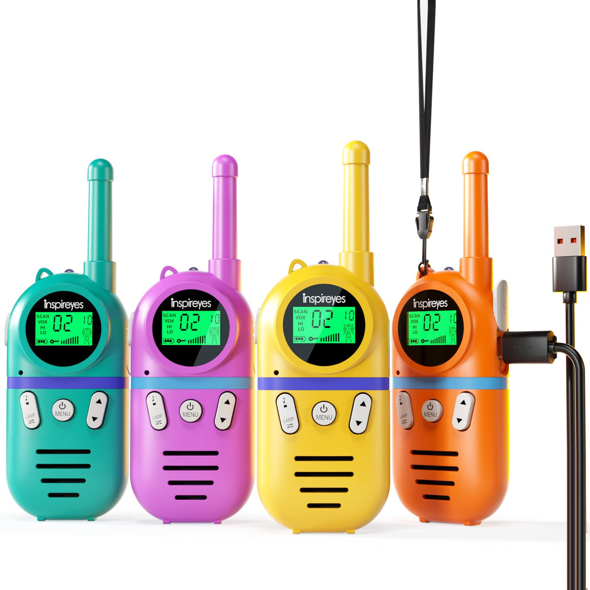 Inspireyes kid walkie talkies four pack ready for outdoor adventures and range use