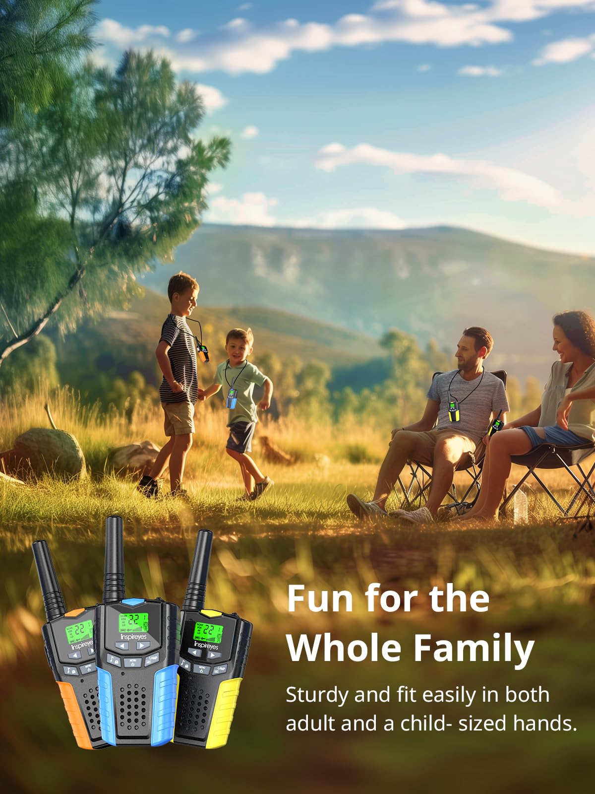 Inspireyes backlit LCD screen for day and night visibility.