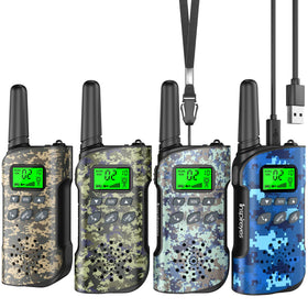 Inspireyes walkie talkies front view camouflage 4-pack for outdoor adventures