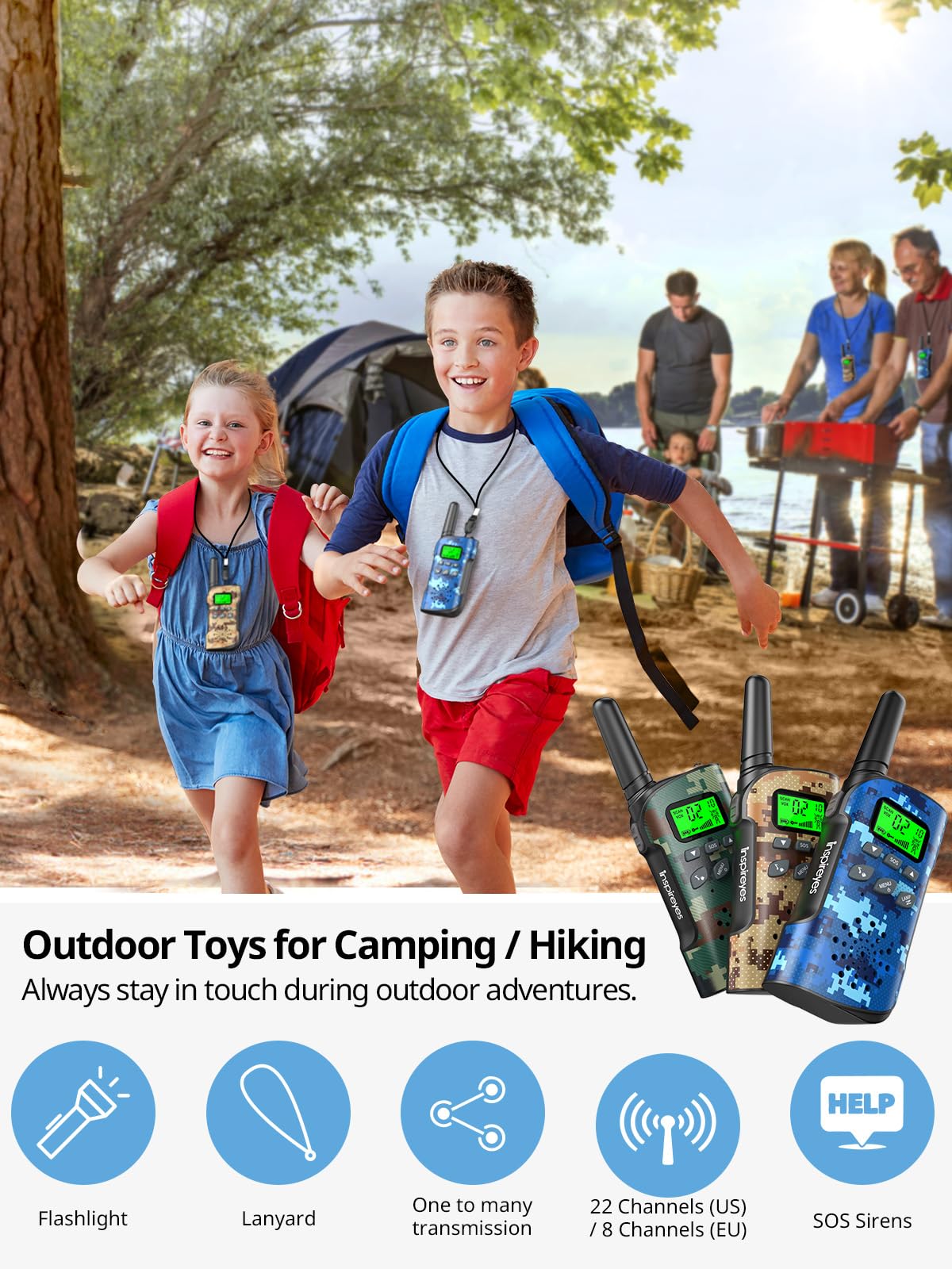 Inspireyes walkie talkies side view camouflage easy grip for active play