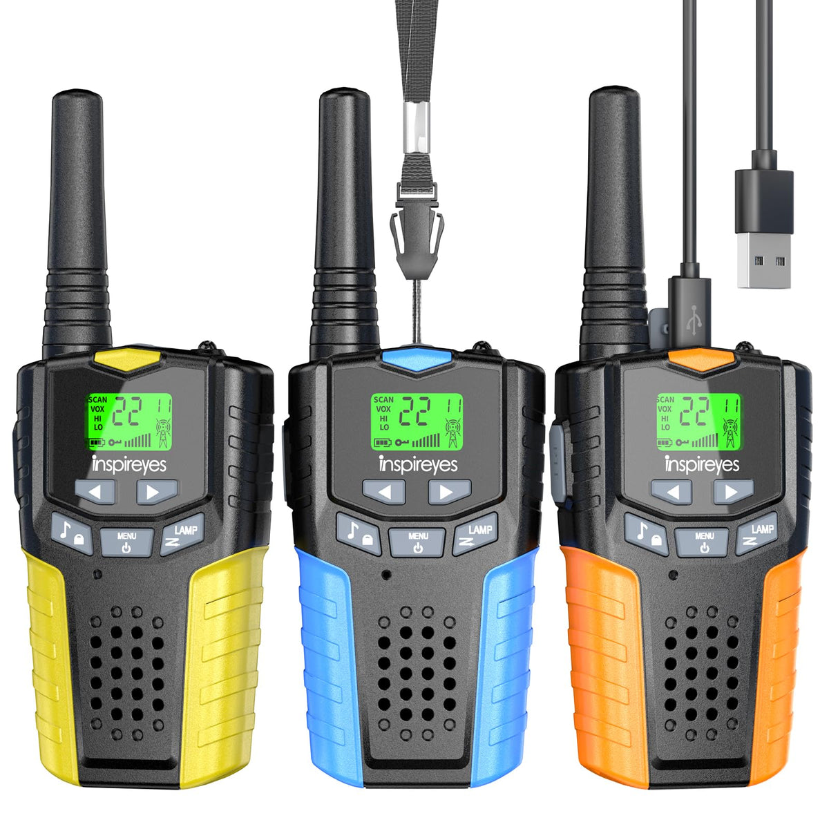 Inspireyes walkie-talkies for kids with ergonomic design for easy grip during outdoor play.