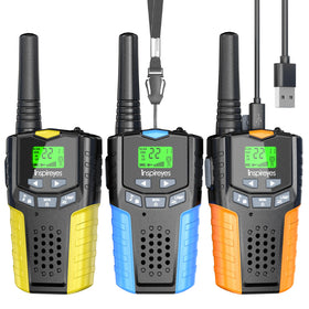Inspireyes walkie-talkies for kids with ergonomic design for easy grip during outdoor play.