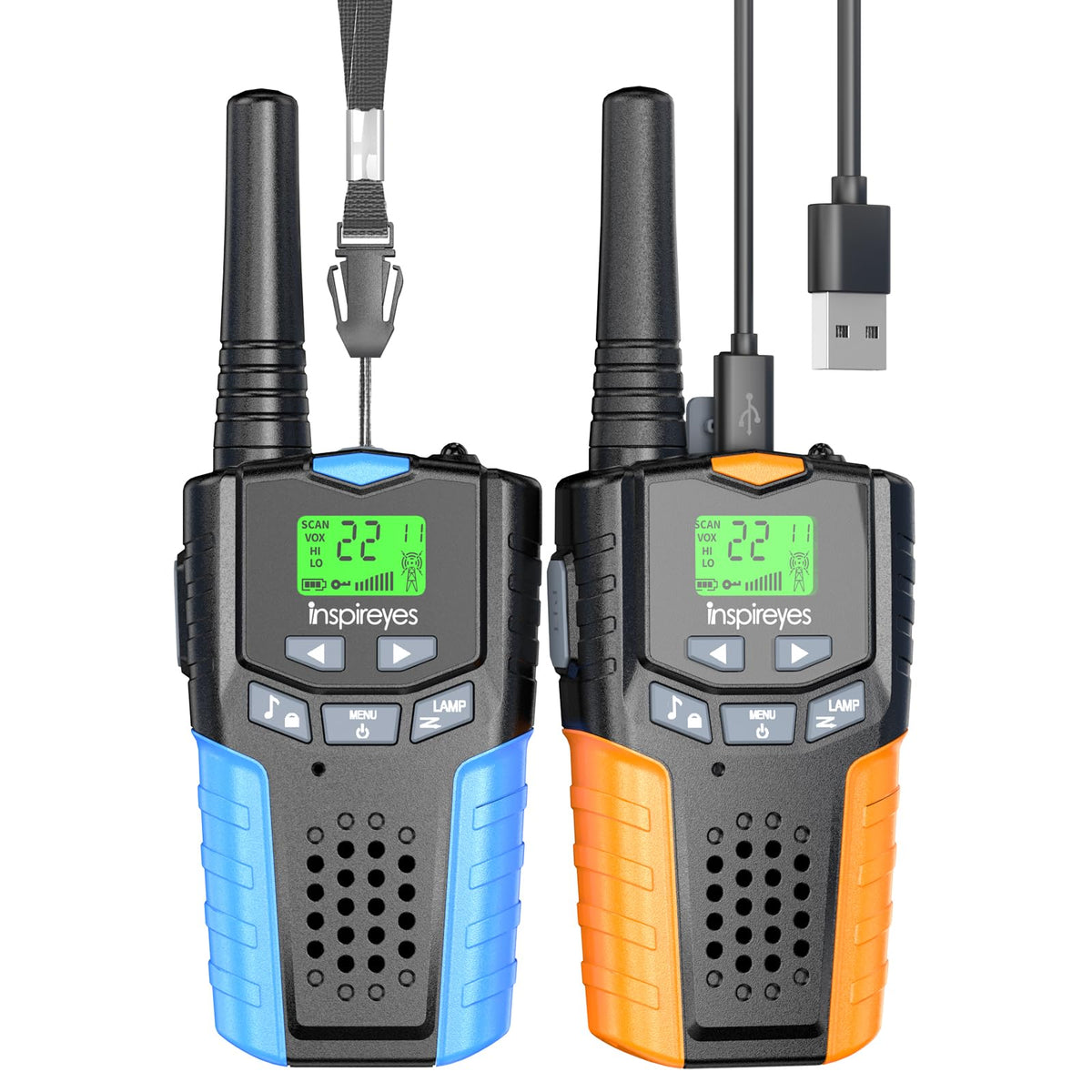 Inspireyes Walkie Talkies front view shows compact design for small hands and easy grip.