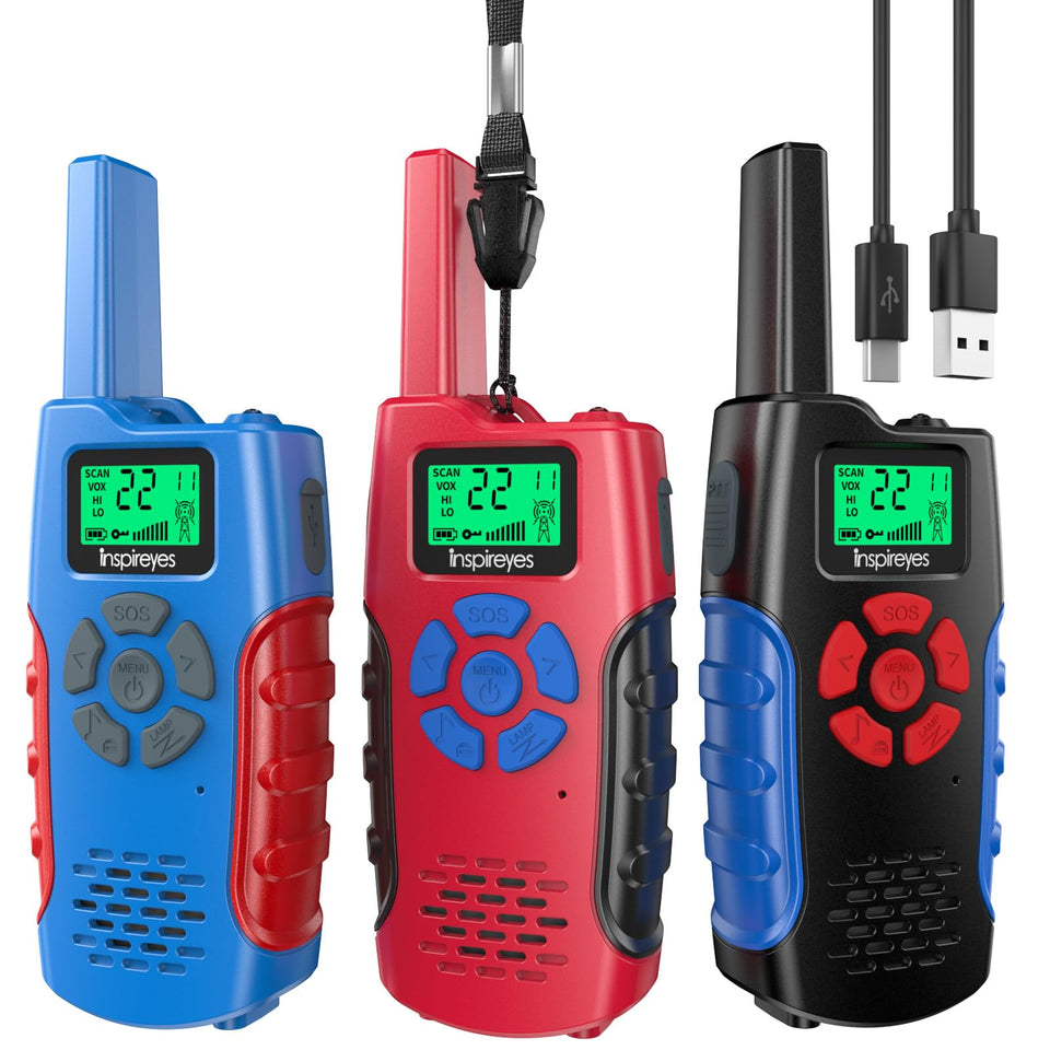 Inspireyes walkie talkies for kids front view showing compact design for small hands