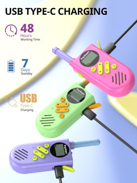 Inspireyes Walkie Talkies kids pack side view emphasizing easy grip