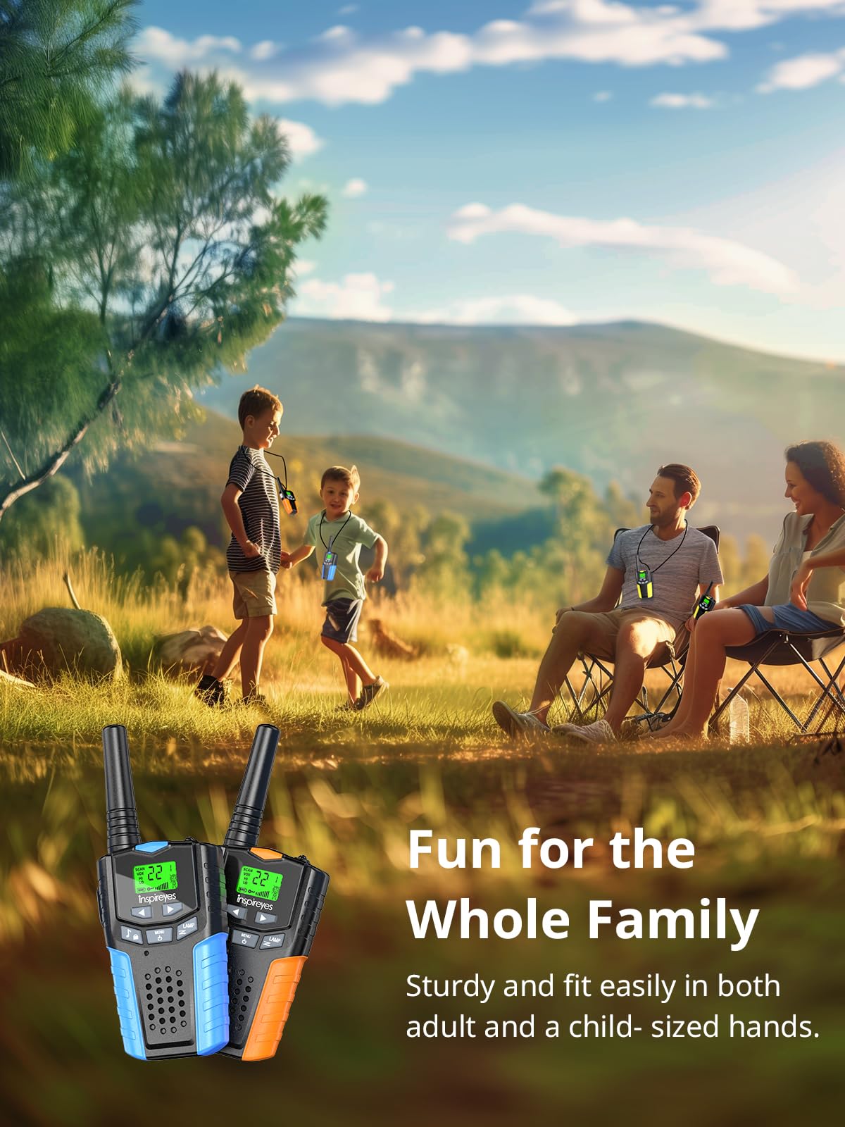 Inspireyes Walkie Talkies with VOX mode for hands-free communication during rides.