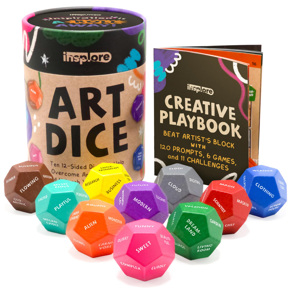 Insplore Art Dice 12-sided die sparks fresh prompts for your next drawing