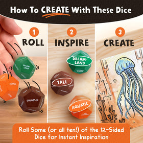 Insplore Art Dice characters prompts for imaginative character sketches