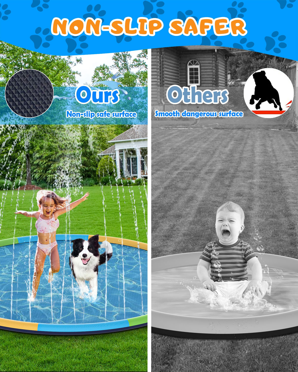 Instraella Splash Pad 0.55mm thickened PVC for durable outdoor use.