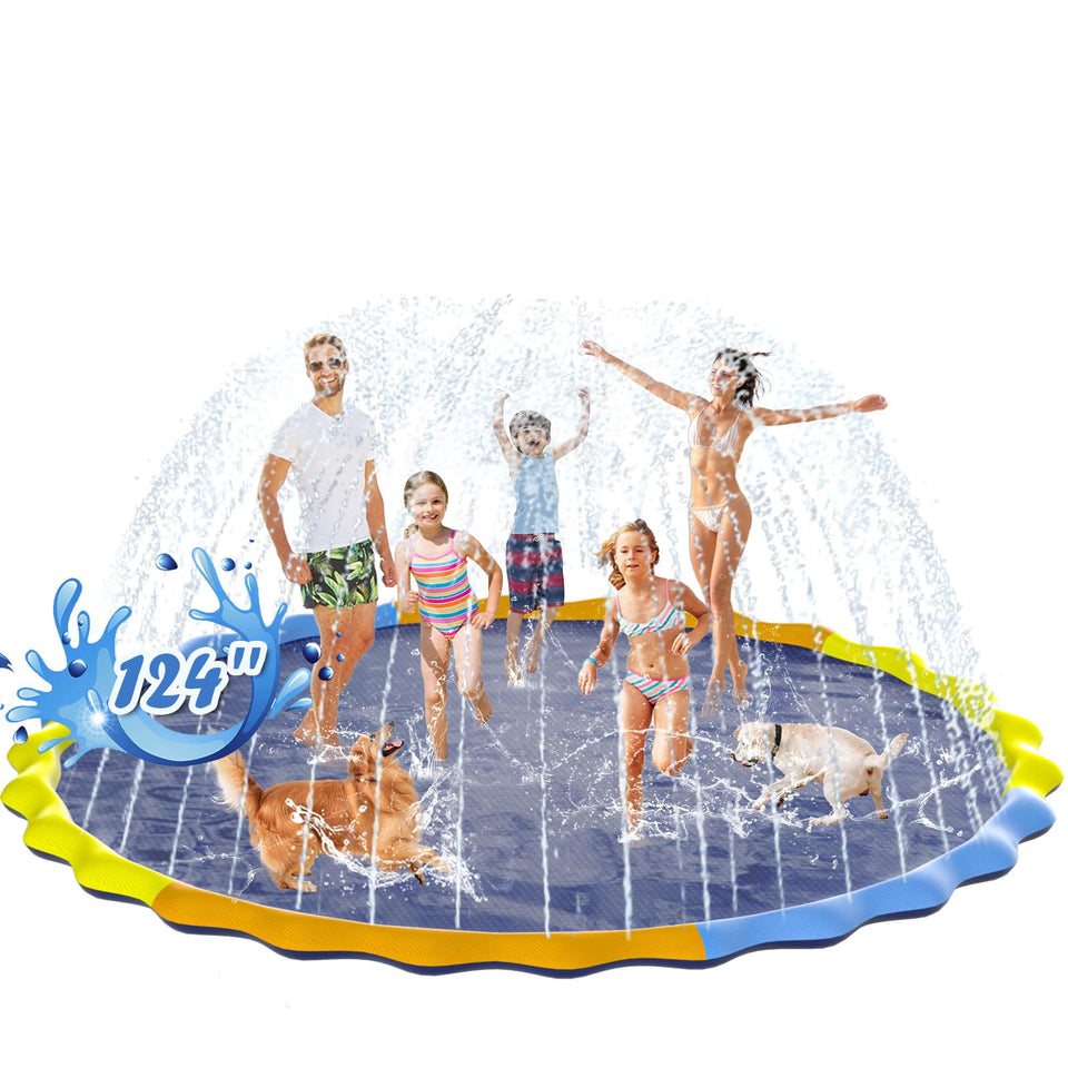 Instraella Splash Pad: 124-inch area for family and pets, ideal outdoor fun.