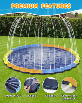 Instraella Splash Pad features vibrant colors for lively backyard fun.