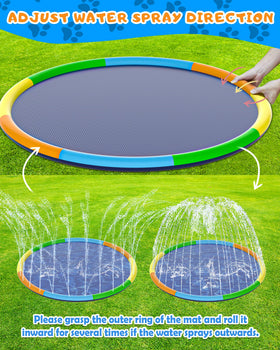 Instraella Splash Pad hose connection with adjustable spray height.