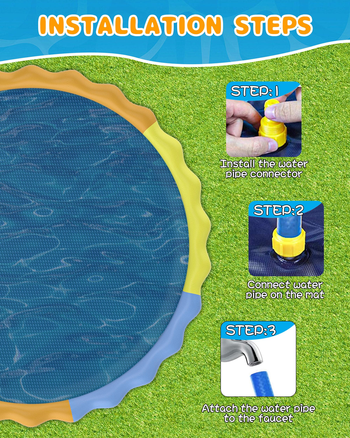 Instraella Splash Pad is suitable for backyard, pool, or beach play.