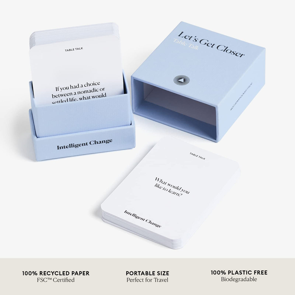 Get Closer 52 ice breaker cards ideal for family dinners or date nights.