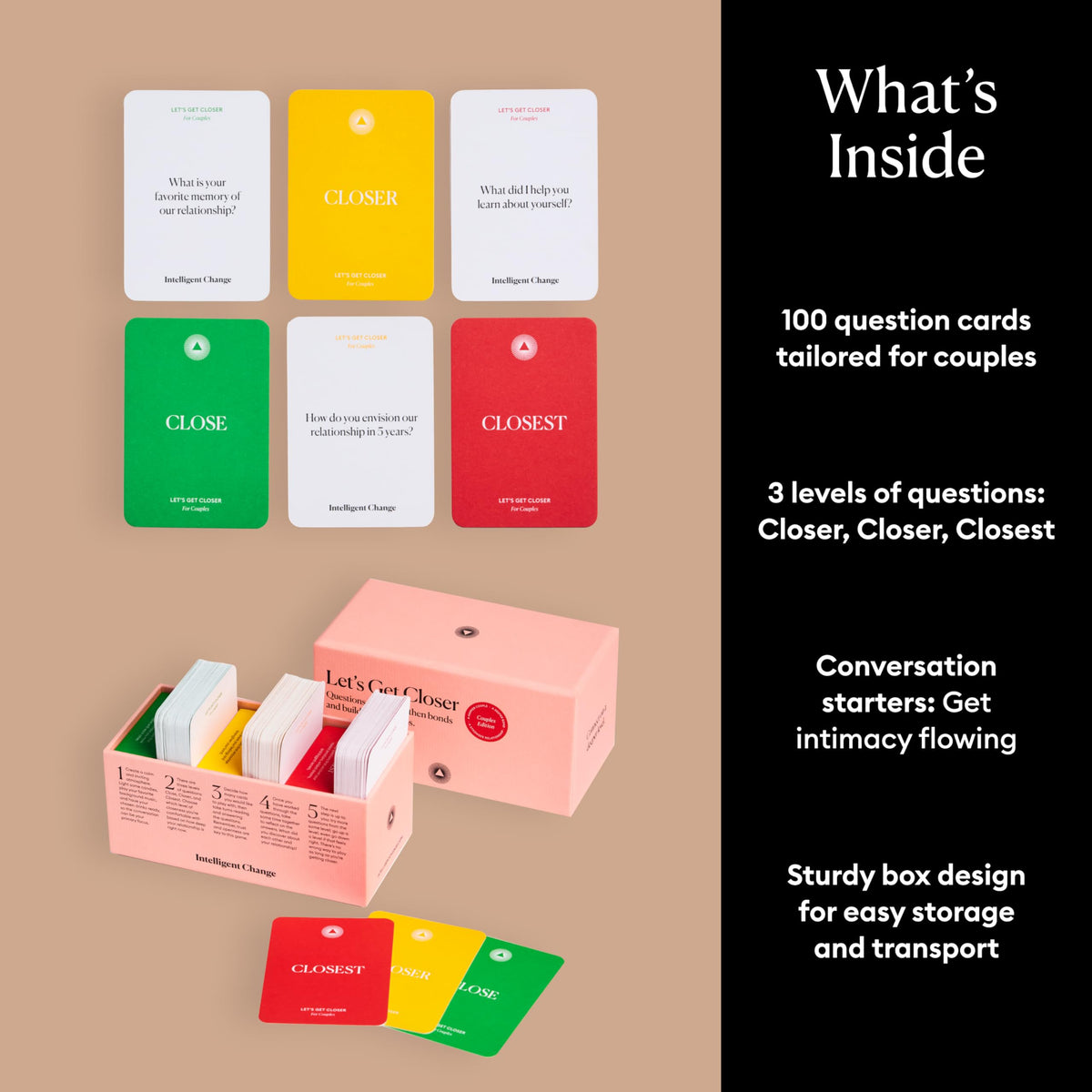Get Closer deck in hand, easy prompts to deepen connection.