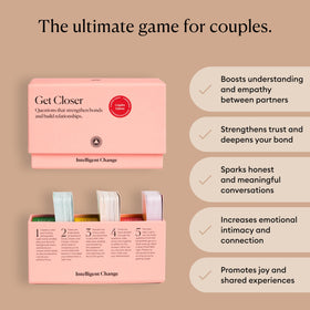 Get Closer question cards close-up, vibrant backs spark engaging conversations.
