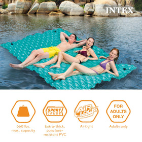 Three-person capacity for group lounging on the teal mat