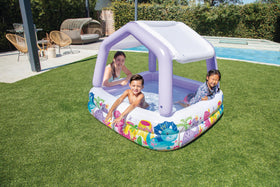 Intex 62-inch square pool fits compact outdoor spaces for family fun.