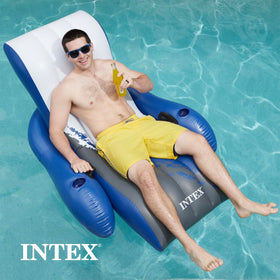 Intex adult floating chair on water designed for comfortable lounging.