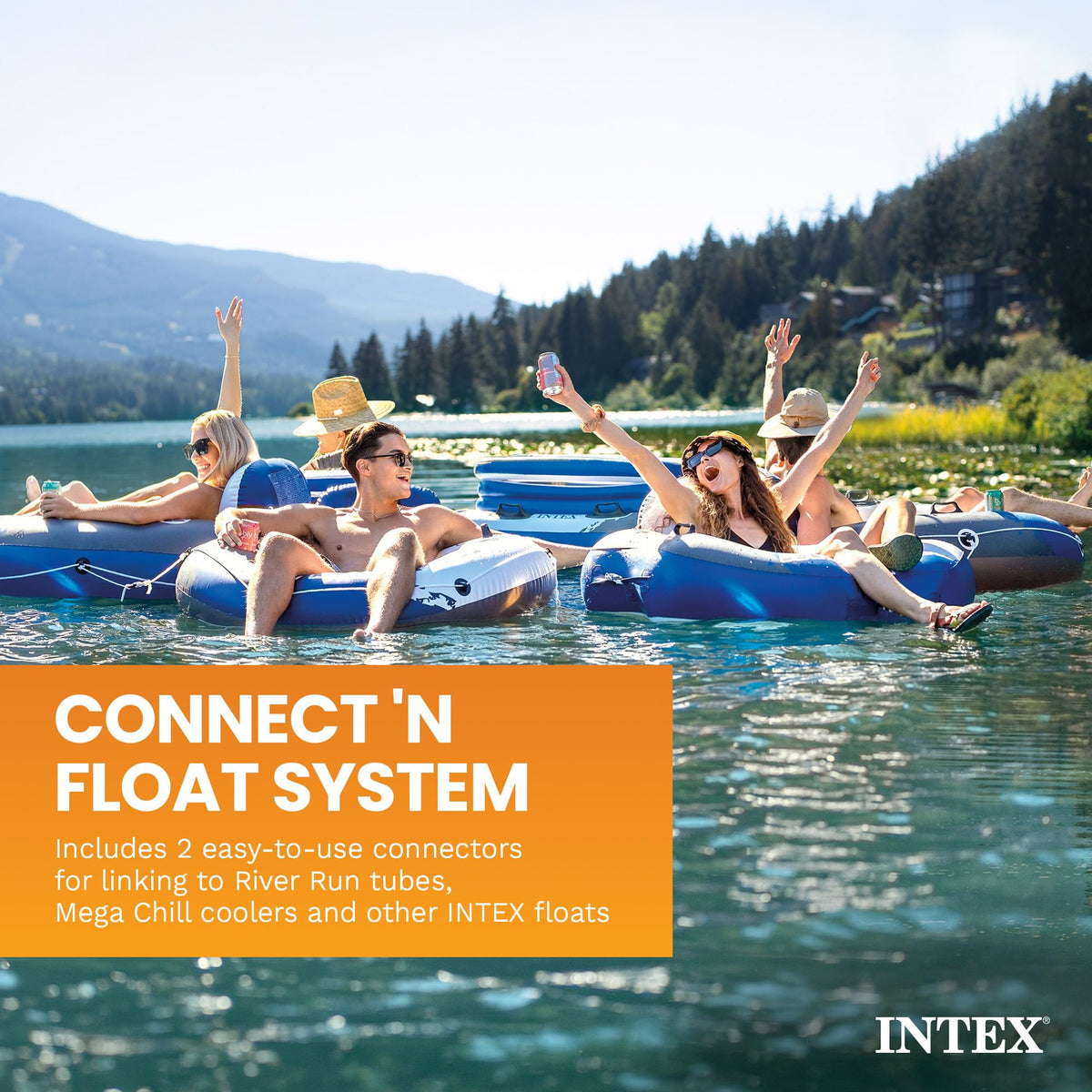 Intex Blue Tropic raft sturdy handles aid boarding and reboarding