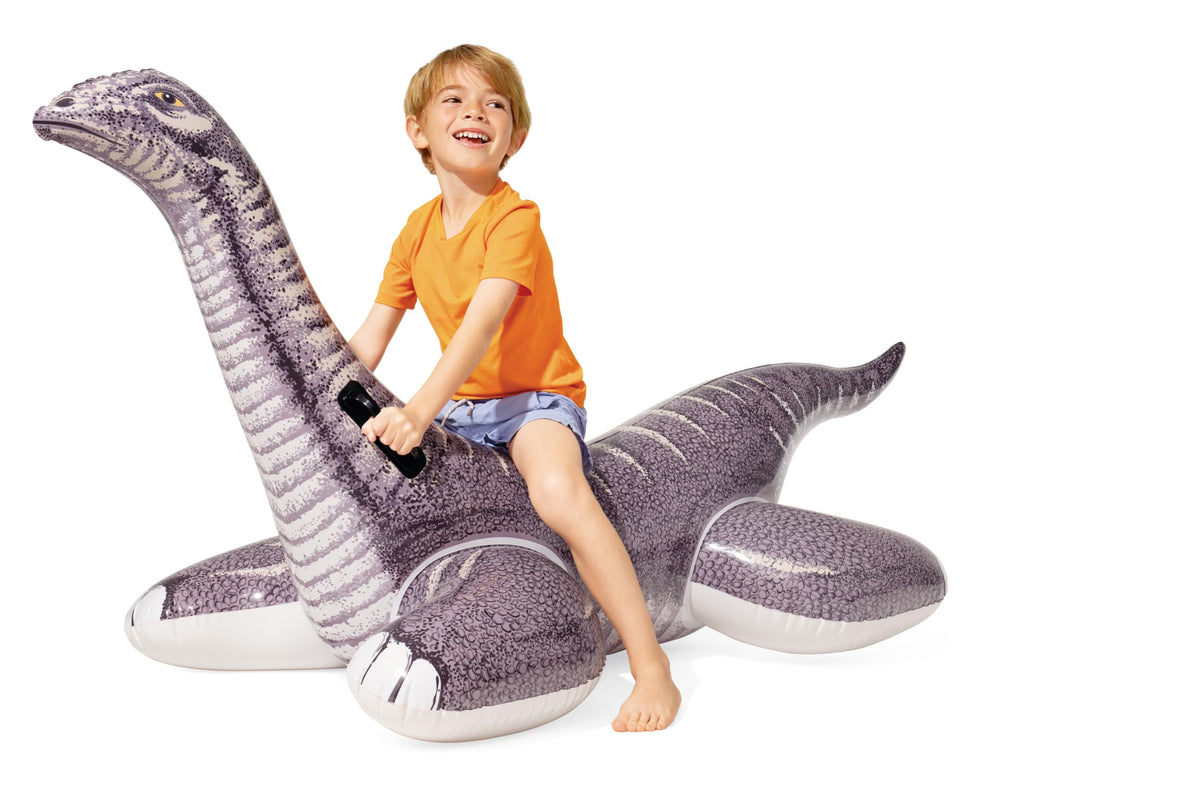 Intex Brontosaurus 70 by 37 inches riding surface for ample space.
