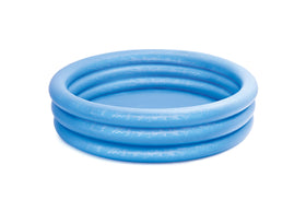 Intex Crystal Blue inflatable pool for kids, ideal for backyard fun.