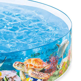 Intex Deep Sea Blue pool holds 539 gallons for small group play