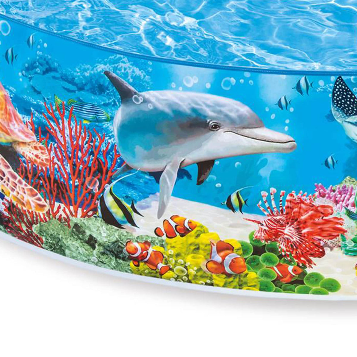 Intex Deep Sea Blue pool measures 8ft by 18in, ideal for compact backyards