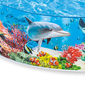 Intex Deep Sea Blue pool measures 8ft by 18in, ideal for compact backyards