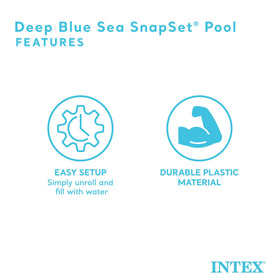 Intex Deep Sea Blue pool uses durable plastic for season-after-season use