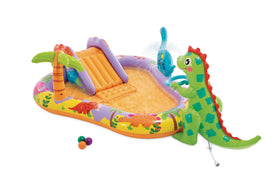 Intex Dino Park pool with sprayer for safe backyard cooling and fun