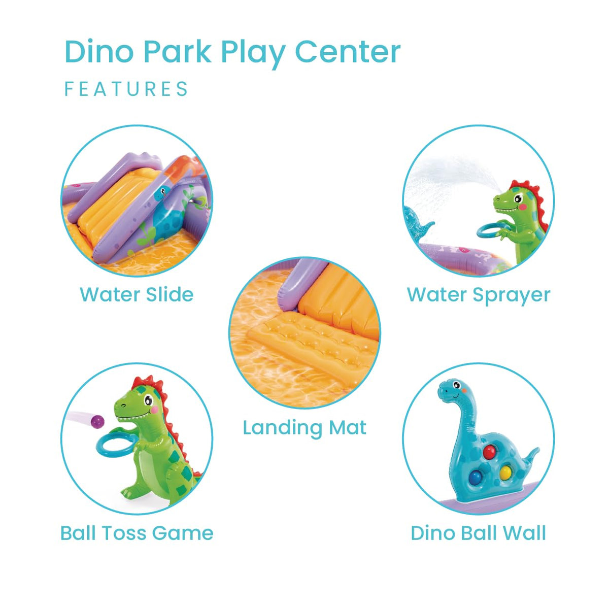 Intex Dino Park pool dimensions showing ample play space